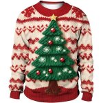 Pull noël sweat shirt homme - femme 3d imprime bonhomme de neige sapins - rouge Pull noël sweat shirt homme - femme 3d imprime bonhomme de neige sapins - rouge