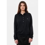Pull noir femme kaporal - livia - manches longues - col polo boutonné - logo brodé poitrine Pull noir femme kaporal - livia - manches longues - col polo boutonné - logo brodé poitrine