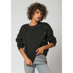 Pull noir femme kaporal move - coupe regular - motif tressé avec perles - logo métallique Pull noir femme kaporal move - coupe regular - motif tressé avec perles - logo métallique