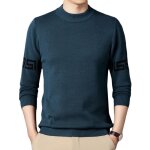 Pull - over homme col arrondi chandail manches longues casual - cyan fonce - insfity