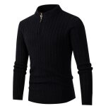 Pull - over homme insfity - col zipp - manches longues - taille normale - noir