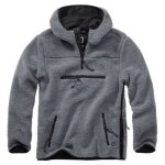 Pull polaire  capuche worker - brandit - anthracite - col arrondi - homme