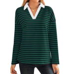 Pull À rayures pour femme col v manches longues casual pullover lâche couleur contrastée automne hiver ... Pull À rayures pour femme col v manches longues casual pullover lâche couleur contrastée automne hiver ...