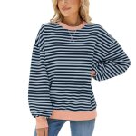 Pull rayures femme � manches longues col rond casual pullover l�che confortable automne hiver - taille ...