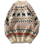 Pull rtro ethnique homme hiver couples nol islandais pull  col roul