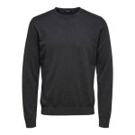 Pull - selected - berg - col rond - coton pima - antracit - homme