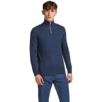 Pull semi - zipp� jack & jones emil en maille bleu marine col montant - homme m