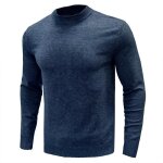 Pull slim pour homme en tricot décontracté à col rond hiver doux et confortable - funmoon - bleu Pull slim pour homme en tricot décontracté à col rond hiver doux et confortable - funmoon - bleu
