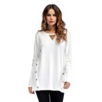 Pull sweat - shirt femme insfity grande taille col rond blanc - automne