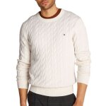 Pull tommy hilfiger classic cotton cable crew hommes