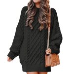 Pull en tricot femme chaude mi - long automne hiver pullover col rond manches longues couleur unie Pull en tricot femme chaude mi - long automne hiver pullover col rond manches longues couleur unie