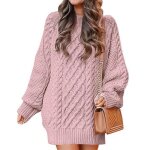 Pull en tricot femme chaude mi - long automne hiver pullover col rond manches longues couleur unie - ... Pull en tricot femme chaude mi - long automne hiver pullover col rond manches longues couleur unie - ...