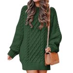 Pull en tricot femme chaude mi - long automne hiver pullover col rond manches longues couleur unie - ...