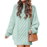 Pull en tricot femme chaude mi - long automne hiver pullover col rond manches longues couleur unie - ... Pull en tricot femme chaude mi - long automne hiver pullover col rond manches longues couleur unie - ...