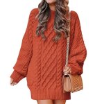 Pull en tricot femme insfity - automne hiver - col rond - manches longues - orange Pull en tricot femme insfity - automne hiver - col rond - manches longues - orange