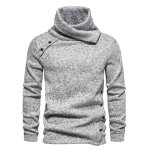 Pull en tricot homme col chle coupe ajuste automne hiver casual pullover couleur unie tissu confortable ...