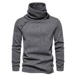 Pull en tricot homme col chle coupe ajuste automne hiver casual pullover couleur unie tissu confortable ...