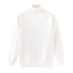 Pull tricot� de col roul� dautomne hiver pour filles blanc