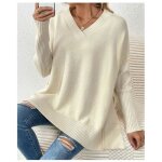 Pull en tricot col en v femme - insfity - automne hiver - coupe dcontracte manches longues