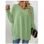 Pull en tricoté col en v femme insfity - automne hiver - vert Pull en tricoté col en v femme insfity - automne hiver - vert