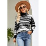 Pull en tricoté femme - noir - col roulé rayure décontractée manches longues chaude hiver automne - insfity ... Pull en tricoté femme - noir - col roulé rayure décontractée manches longues chaude hiver automne - insfity ...