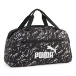 Puma sac de sport gris noir pour femme et homme - phase aop sports bag puma black - concrete gray - aop ...
