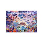Puzzle 1000 pieces monde sous marin - poissons tortues de mer dauphins - ocean colore animaux - set puzzle ...
