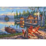 Puzzle 1000 pices : sur les rives du lac loon new york