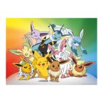 Puzzle 150 pieces pokemon font la fete : pikachu voltali pyroli mentali et noctali - enfant collection ...