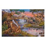 Puzzle adulte : animaux sauvages dans la savane : lion zbres elphants gupards girafes 3000 pieces ...