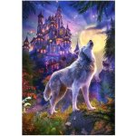 Puzzle adulte l appel du loup au clair de lune et le chateau - 1000 pieces - collection paysage animaux ...