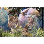 Puzzle adulte : chouette et famille de loups au clair de lune 3000 pieces - collection animaux sauvages ...