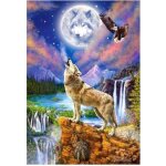 Puzzle adulte hurlements loup arctique au bord de la riviere nuit de pleine lune 1500 pieces - puzzle ...
