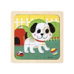 Puzzle en bois chien titus joue au ballon 9 pieces - puzzle enfant avec support imprime et cadre - jouet ...