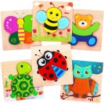 Puzzle en bois enfant 6pcs jeux bebe 3d jouets montessori enfant 1 - 3 ans puzzle  encastrement jeu ...