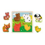 Puzzle en bois tactile 4 pi�ces - janod - mes premiers animaux - coordination main / oeil - mixte - animaux ...