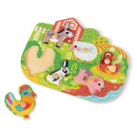 Puzzle encastrement 6 pi�ces - janod - happy farm - enfant - beige - a partir de 18 mois