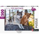 Puzzle le lion et loup 500 pieces - nathan - puzzle animaux sauvages
