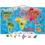 Puzzle monde magn�tique en bois - janod - 92 pi�ces - d�s 7 ans