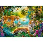 Puzzle - ravensburger - tigres dans loasis - 500 pi�ces - 49 x 36 cm - th�me animaux