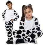 Pyjama enfant - unsexe - vache imprimé - manches longues - 100% polyester - taille Élastiquée Pyjama enfant - unsexe - vache imprimé - manches longues - 100% polyester - taille Élastiquée