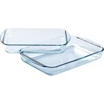 Pyrex lot de 2 plats  lasagnes et gratins rectangulaires en verre borosilicate - made in france