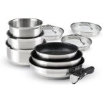 Batterie de cuisine - qdesign - 10 pi�ces - acier inoxydable - compatible induction