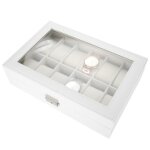 Ecrin - qiilu - bote  montre - cuir pu - 12 compartiments - blanc