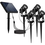 Quatre spots solaires 4 en 1  piquer ou  fixer - lumisky - roundy - h27 cm - led blanc froid