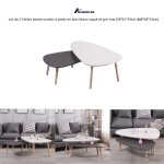 Quiienclee lot de 2 tables basses ovales à pieds en bois blanc laqué et gris mat (98 * 61 * 39cm 88 * ... Quiienclee lot de 2 tables basses ovales à pieds en bois blanc laqué et gris mat (98 * 61 * 39cm 88 * ...