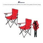 Quiienclee 2 x chaises / fauteuils de camping pliante avec sac ext�rieur en tissu oxford porte - gobelet ...