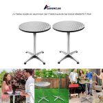 Quiienclee 2 x tables rondes en aluminium 2en1 table haute de bar bistrot 60x60x70 / 110cm Quiienclee 2 x tables rondes en aluminium 2en1 table haute de bar bistrot 60x60x70 / 110cm