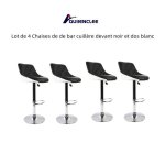 Quiienclee lot de 4 chaises de de bar cuillre devant noir et dos blanc rglables en hauteur 46 x 38 ...
