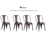 Quiienclee lot de 4 chaises en fer  dossier couleur rouille 85 x 45 x 45 cm